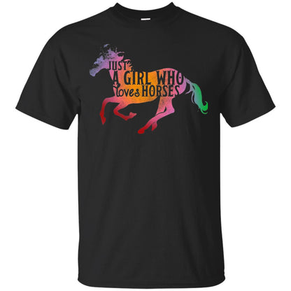 Just A Girl Who Loves Horses Equestrian T-shirt Black