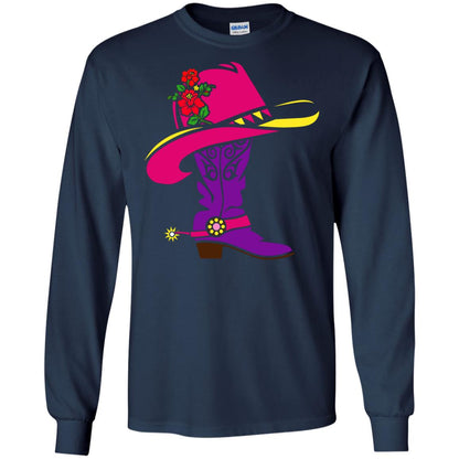 Cowgirl Boots With Hat T-shirt Navy