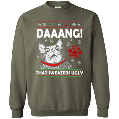 Christmas Cat T-shirt Daaang That Sweaters Ugly Military Green
