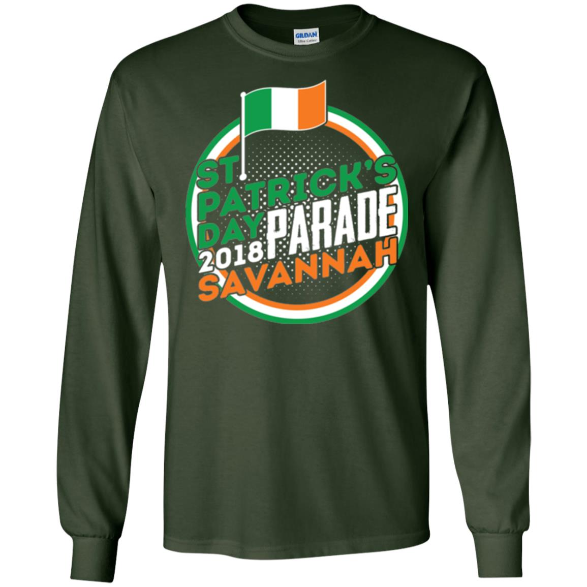 Parade Savannah 2018 Ireland Flag St. Patrick_s Day T-shirt Forest Green