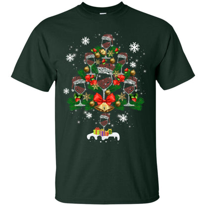 Wine X-mas Tree Drinking Lovers Idea Shirt Forest