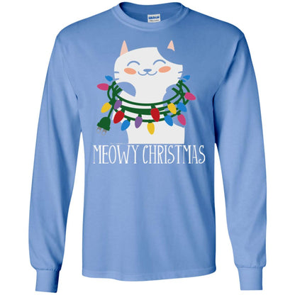 Meowy Christmas Holiday T-shirt Carolina Blue