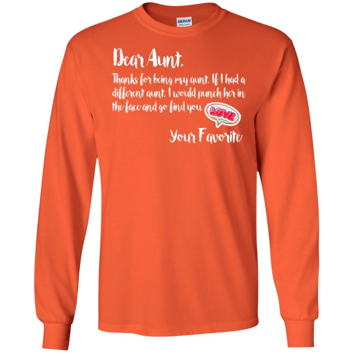 Family T-shirt Dear Aunt Thanks For Being My Aunt Orange