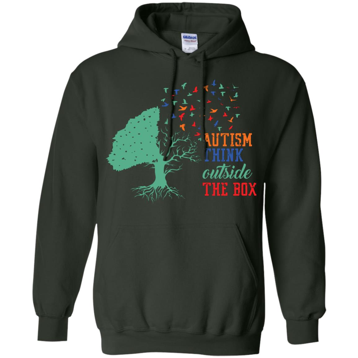 Autism Think Outside The Box Autism Awearness T-shirt Forest Green