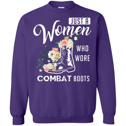 Just A Women Who Wore Combat Boots Female Veteran T-shirt Purple