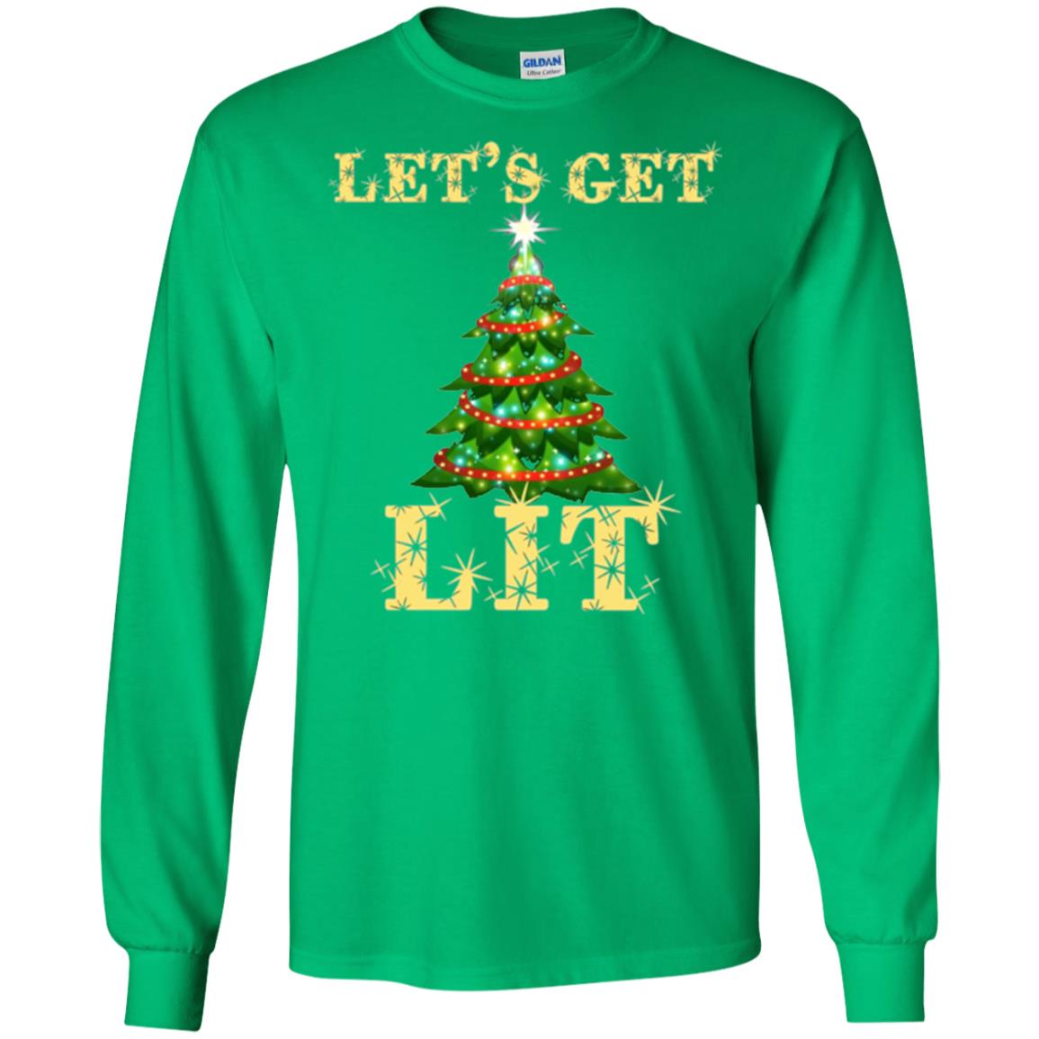 Christmas T-shirt Let_s Get Lit Irish Green