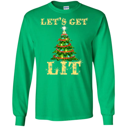Christmas T-shirt Let_s Get Lit Irish Green