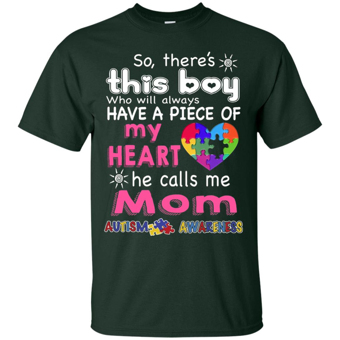 There_s This Boy He Call Me Mom Autism Awareness T-shirt Forest