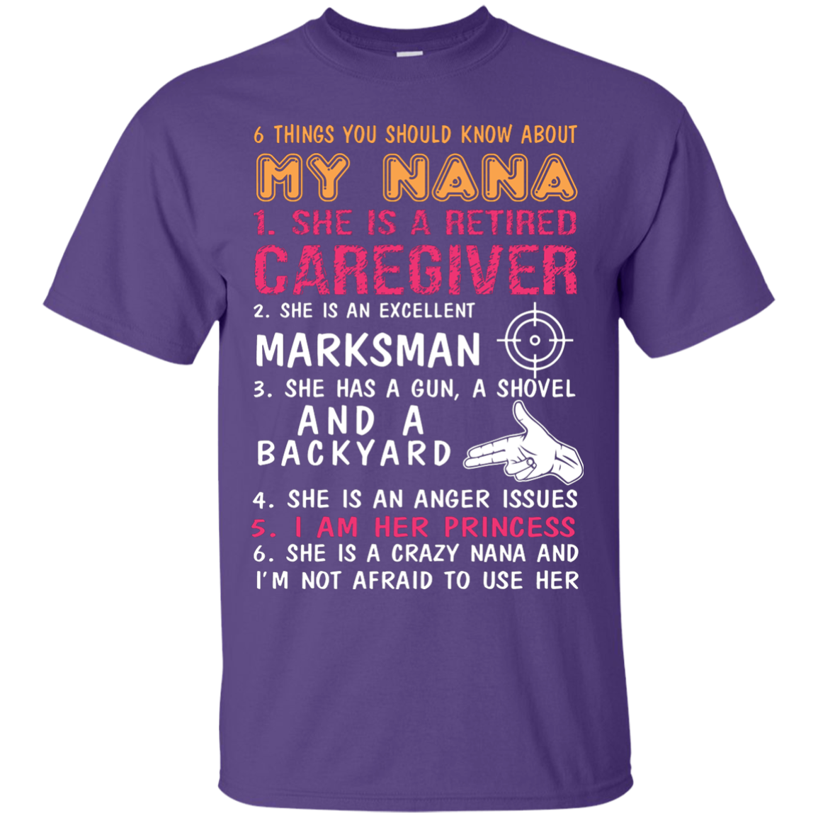 Family T-Shirt 6 Things You Should Know About My Nana Purple