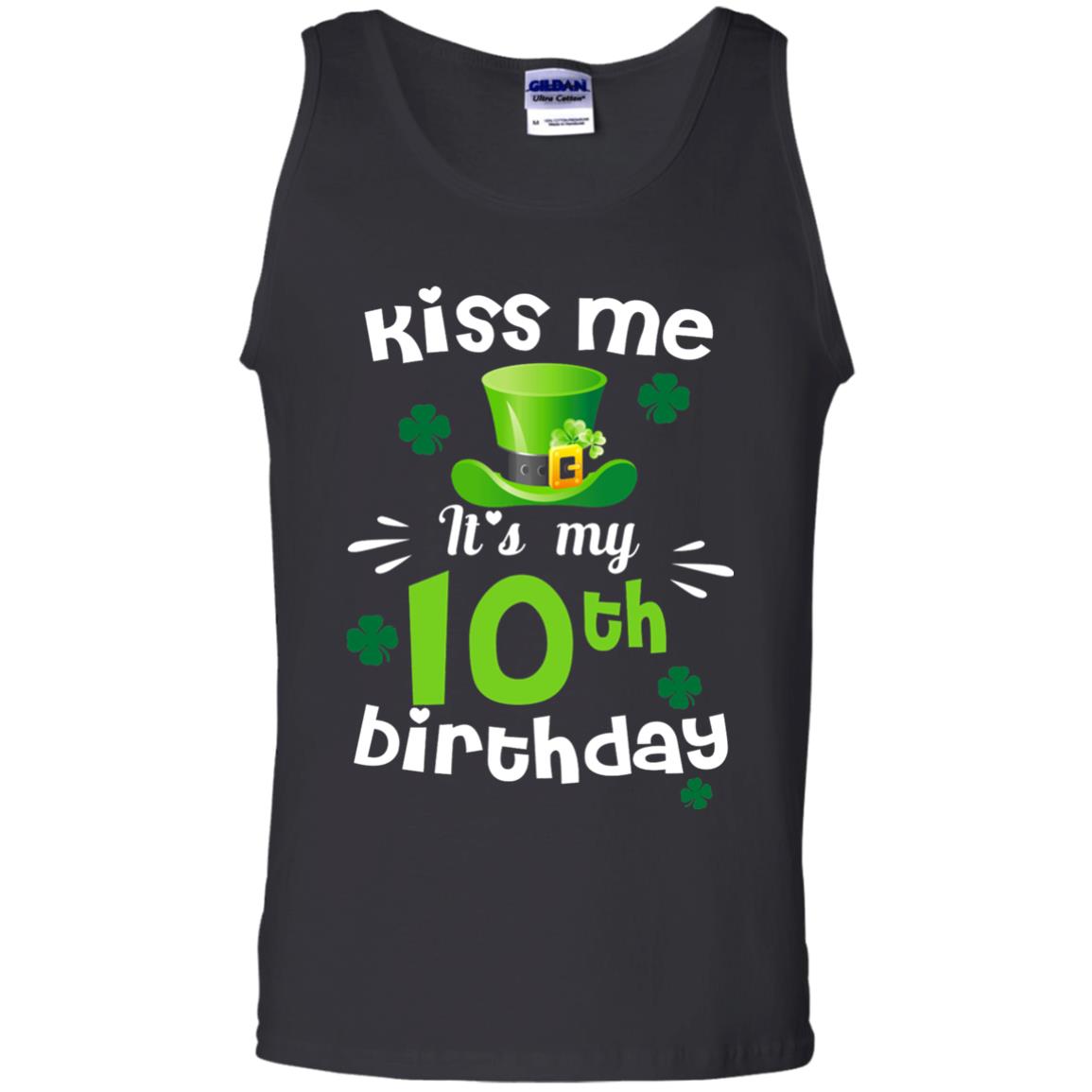 Kiss Me It_s My 10th Birthday Patrick_s Day T-shirt Black