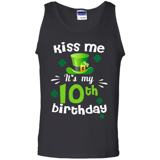 Kiss Me It_s My 10th Birthday Patrick_s Day T-shirt Black