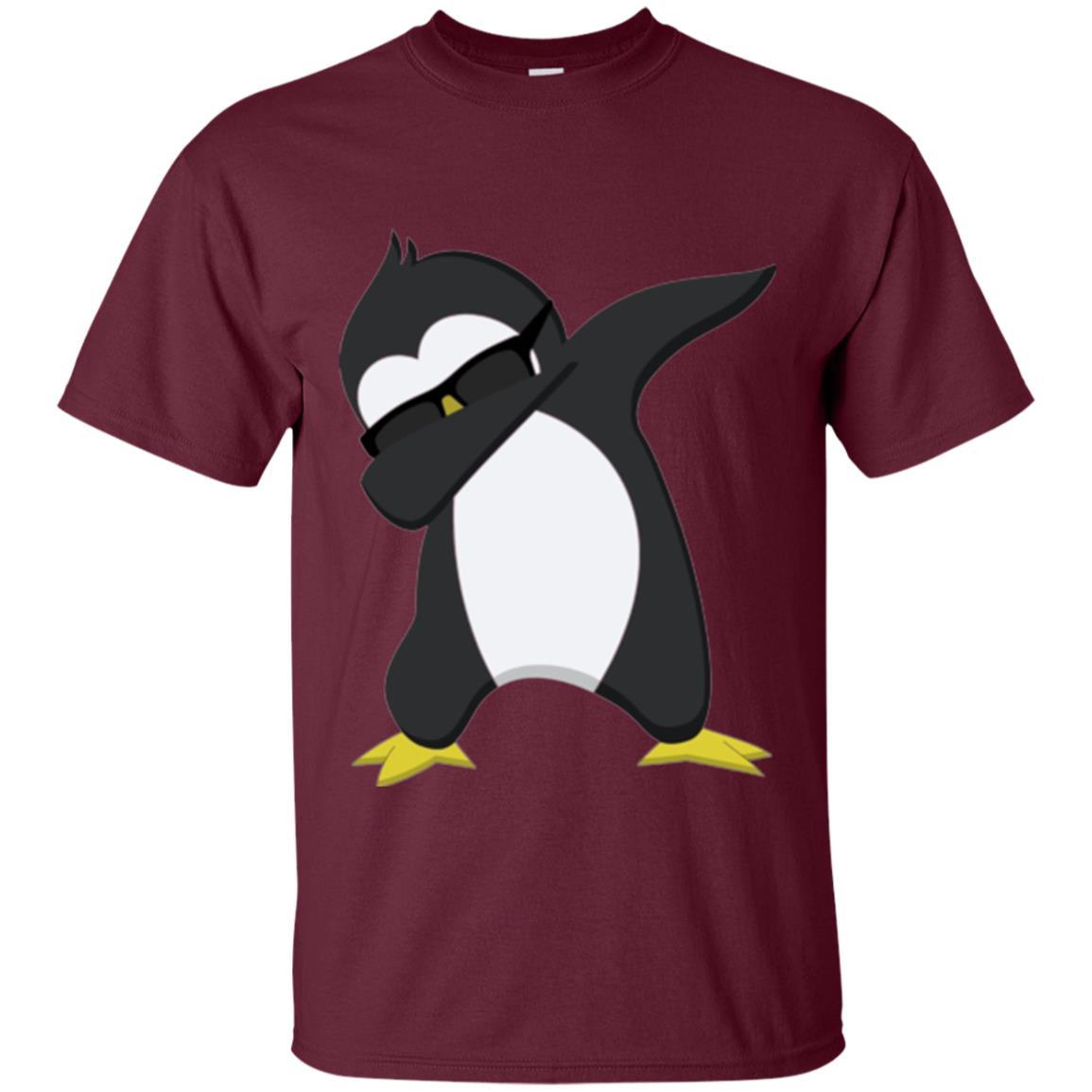 Chirstmas T-shirt Dabbing Penguin Maroon