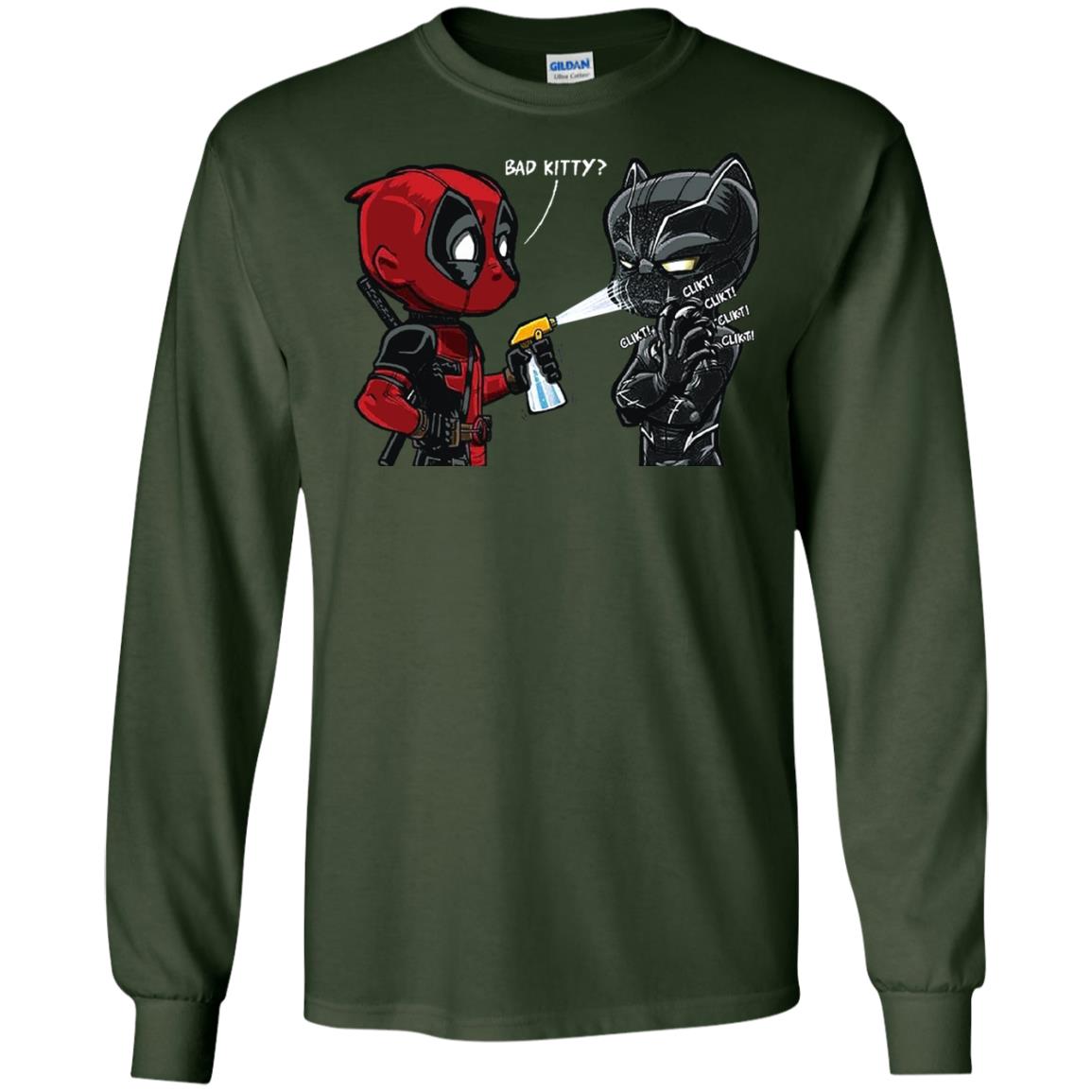 Deadpool Black Panther Bad Kitty Film Lover T-shirt Forest Green