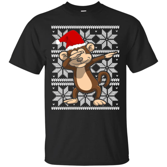 Christmas T-shirt Dabbing Monkey Black