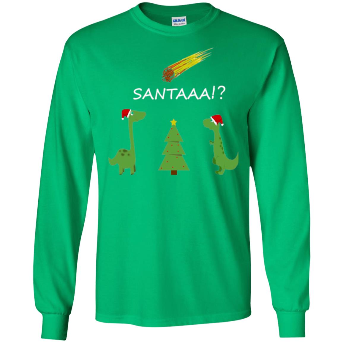 Christmas T-shirt Funny Dinosaus Santaaa Irish Green