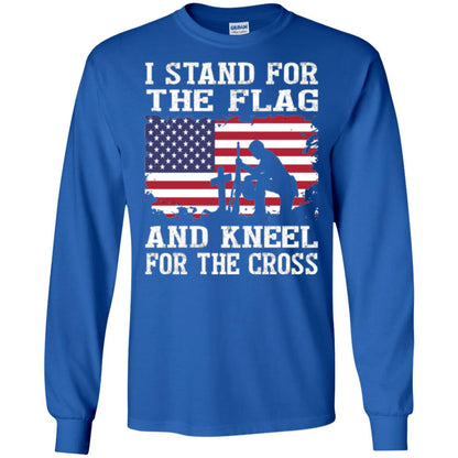 Miiitary T-shirt Stand For The Flag And Kneel For The Cross Royal