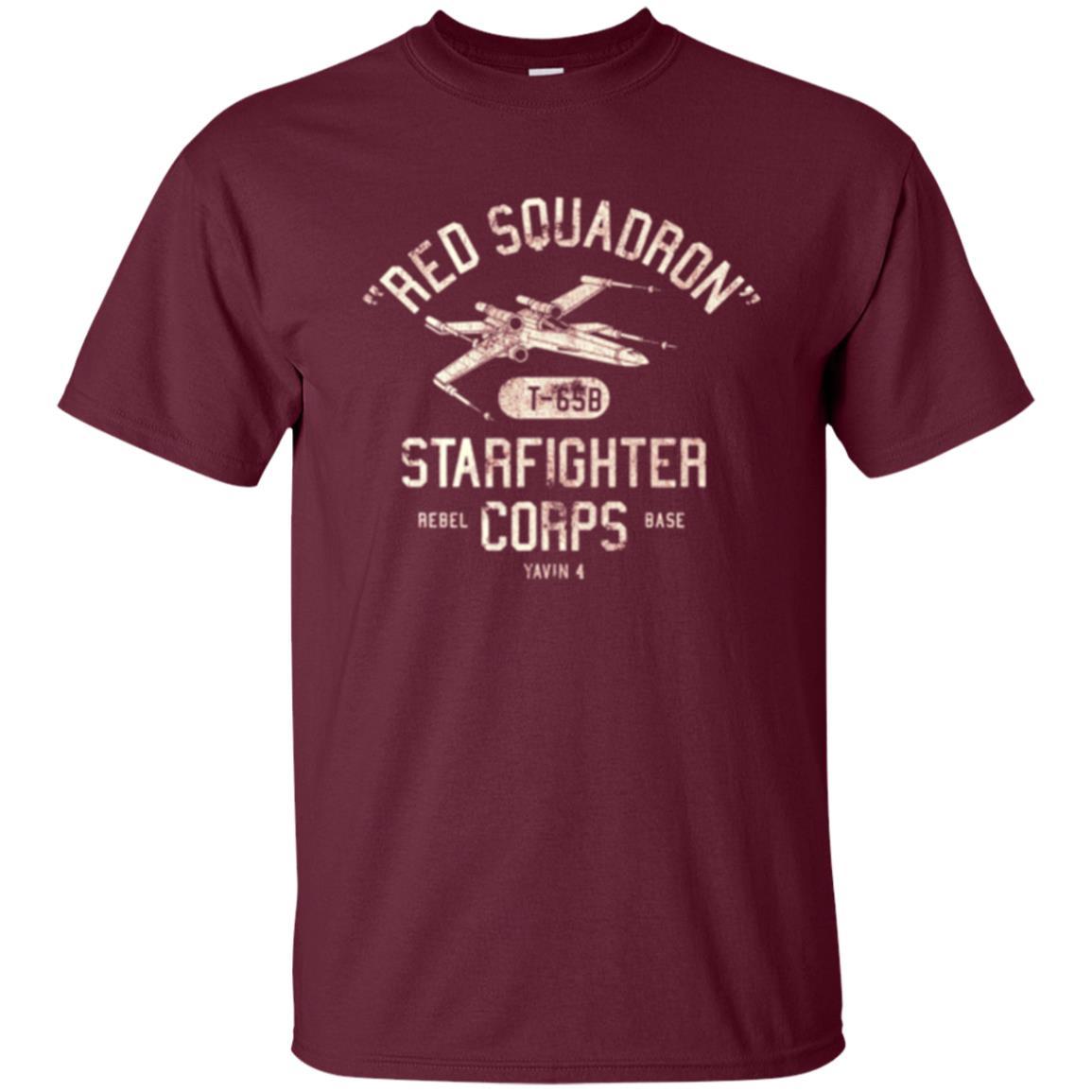 Film T-shirt Red Squadron T-65b Starfighter Rebel Corps Base Maroon