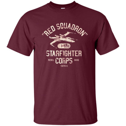 Film T-shirt Red Squadron T-65b Starfighter Rebel Corps Base Maroon