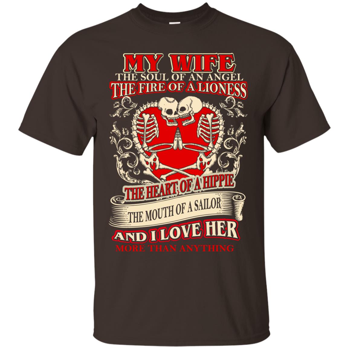 My Wife The Soul Of An Angel And I Love Her More Than Anything Husband Shirt Dark Chocolate