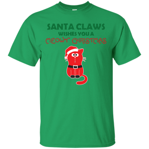 Christmas T-shirt Santa Claws Wishes You A Meowy  Christmas