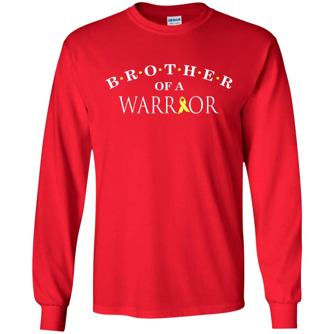 Brother Is A Warrior Childhood Cancer Awareness T-shirt Red