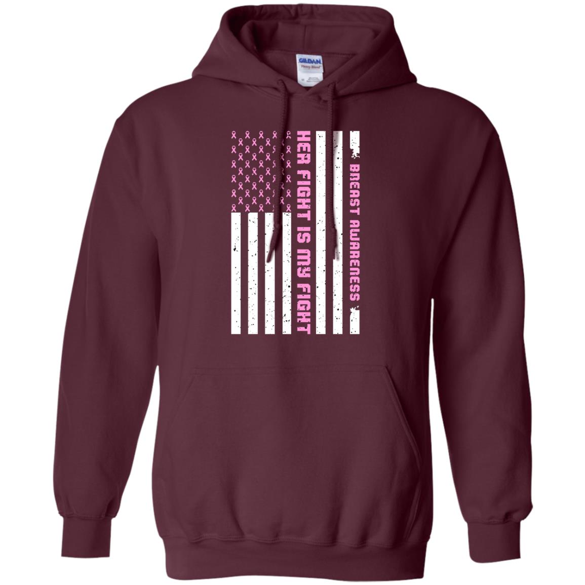 Breast Awareness His Fight Is My Fight Pink Ribbon Stars Flag Of Usa Shirt Maroon