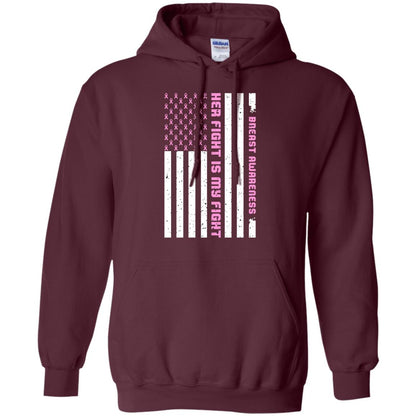 Breast Awareness His Fight Is My Fight Pink Ribbon Stars Flag Of Usa Shirt Maroon