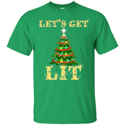 Christmas T-shirt Let_s Get Lit Irish Green
