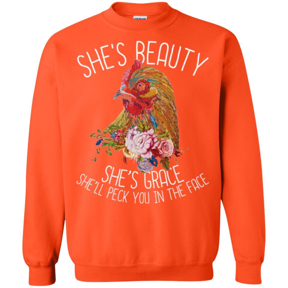 Chicken T-shirt She's Beauty She's Grace Orange