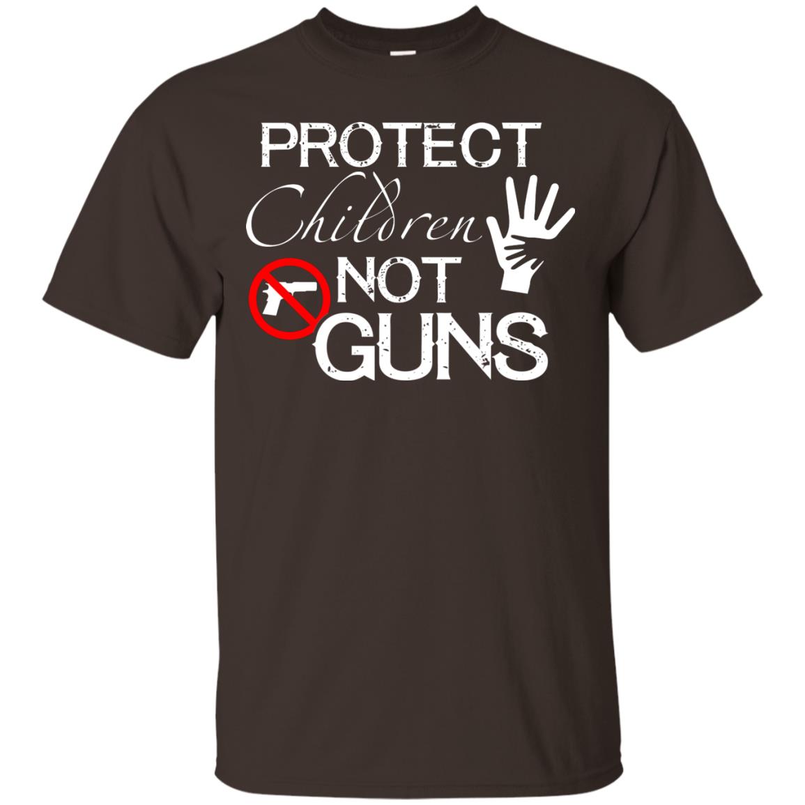 Anti Gun T-shirt Protect Children Not Gun Dark Chocolate