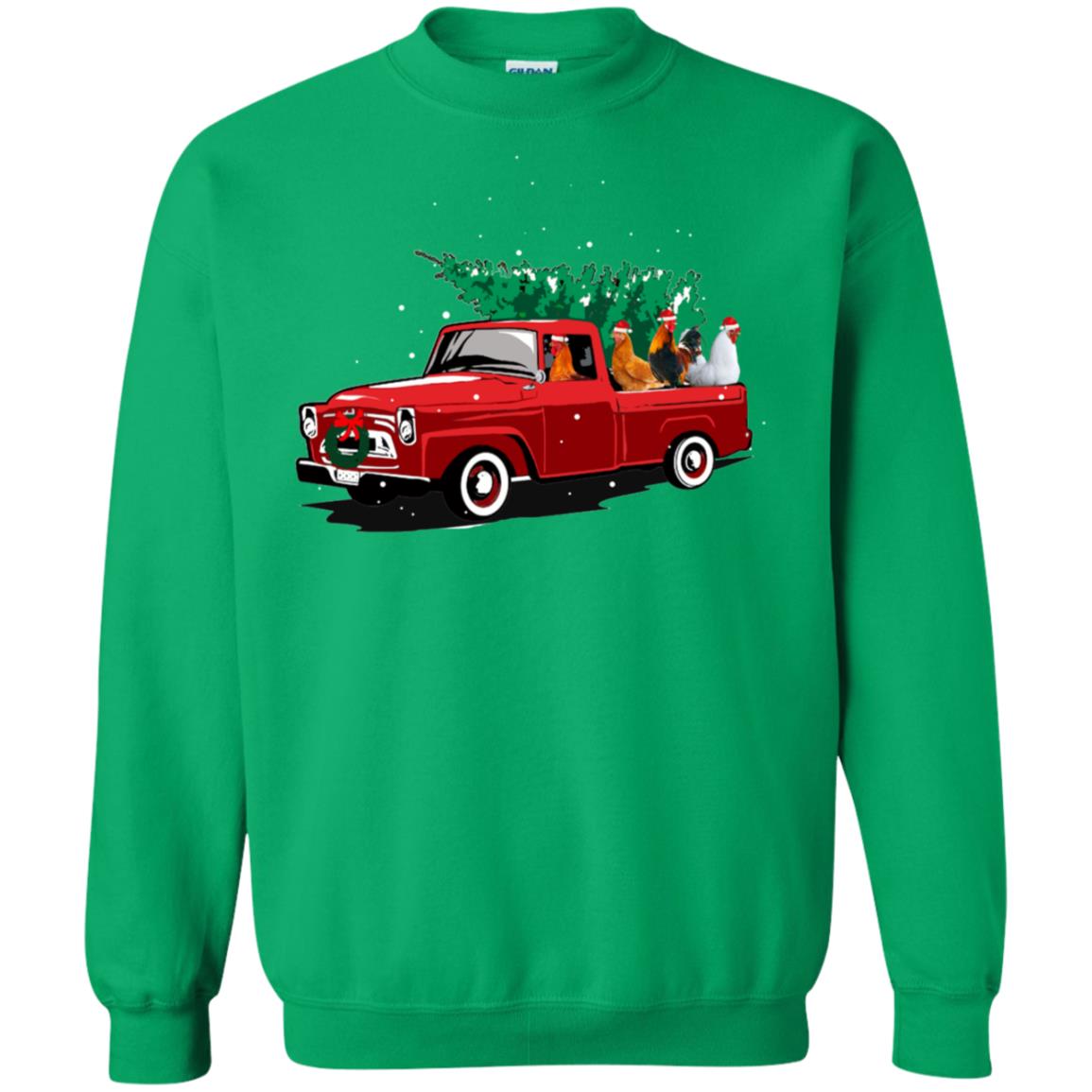 Chickens On Car Merry Christmas Gift Shirt For Mens Womens Irish Green