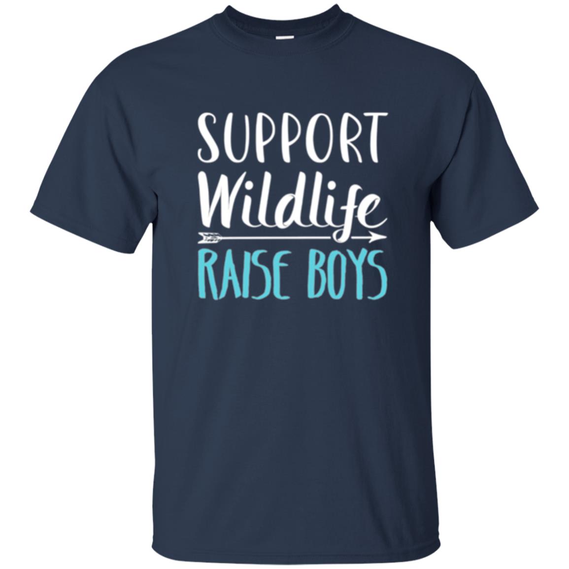 Funny Mother_s Day T-shirt Support Wildlife Raise Boys Navy