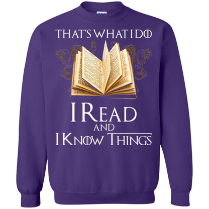 Book Lovers Nerds T-shirt That_s What I Do I Read And I Know Things Purple
