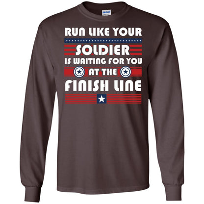 Soldier T-shirt Run Like Your Soldier Is Waiting For You At The Finish Line Dark Chocolate
