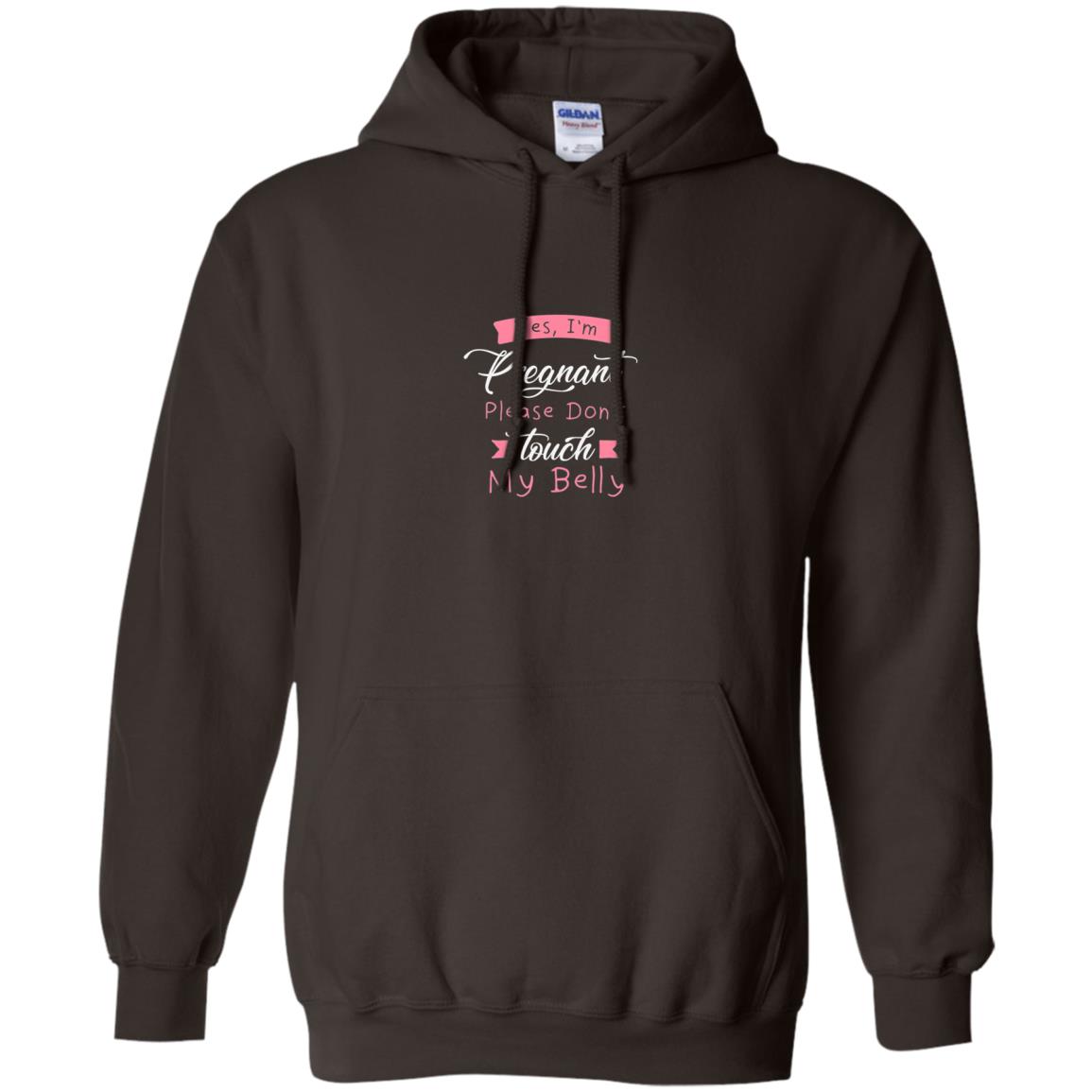 Pregnancy T-shirt Yes I_m Pregnant Please Don_t Touch My Belly Dark Chocolate