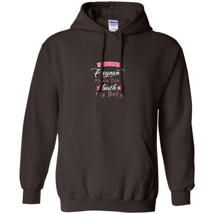 Pregnancy T-shirt Yes I_m Pregnant Please Don_t Touch My Belly Dark Chocolate