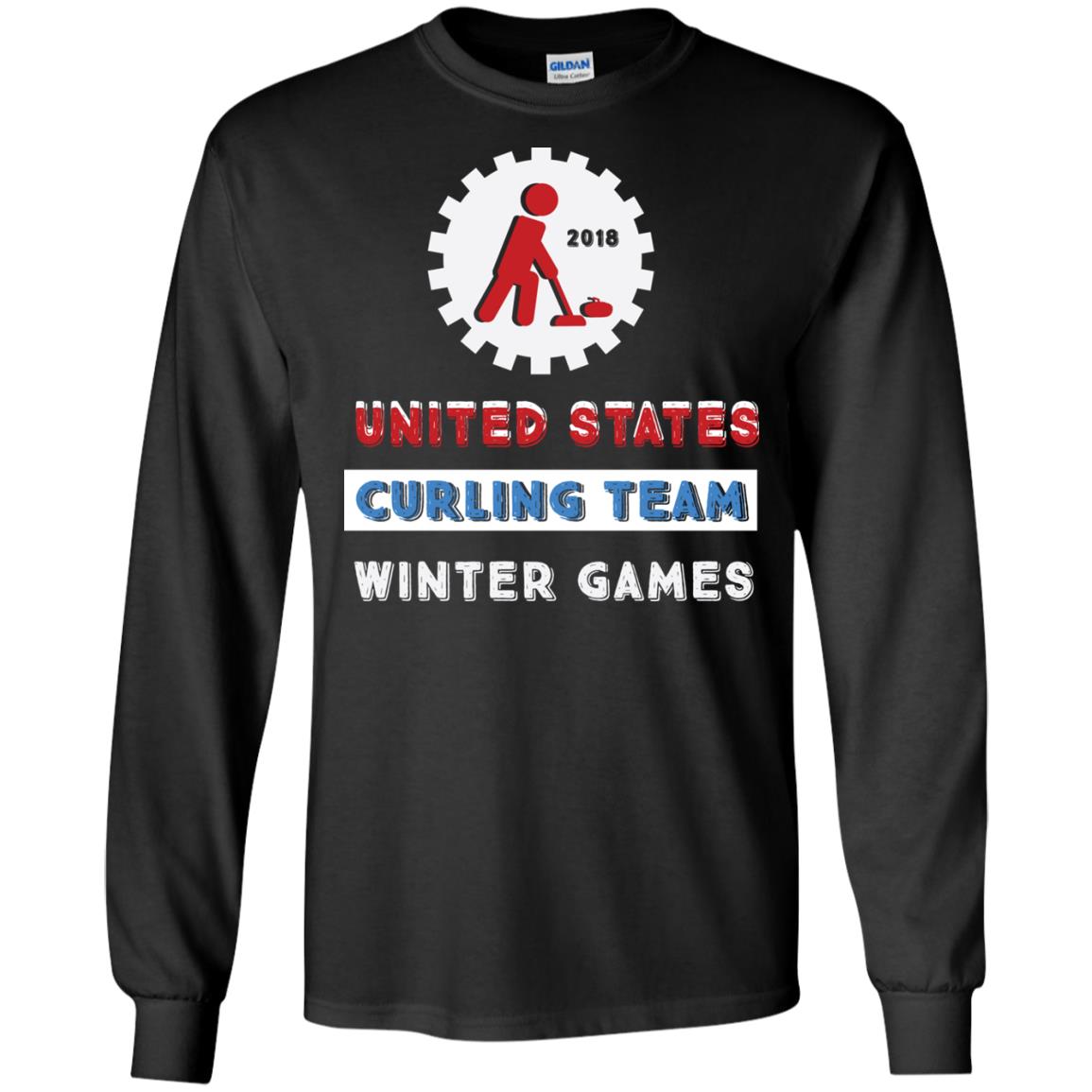 United States Curling Team Winter Games Curling Lover T-shirt Black