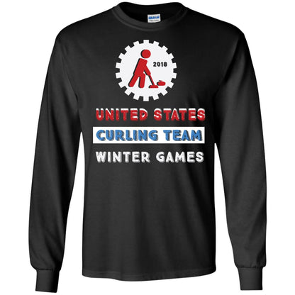 United States Curling Team Winter Games Curling Lover T-shirt Black