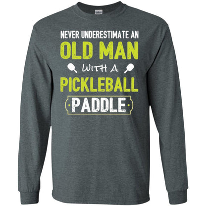 Pickleball T-shirt Never Underestimate Old Man Dark Heather