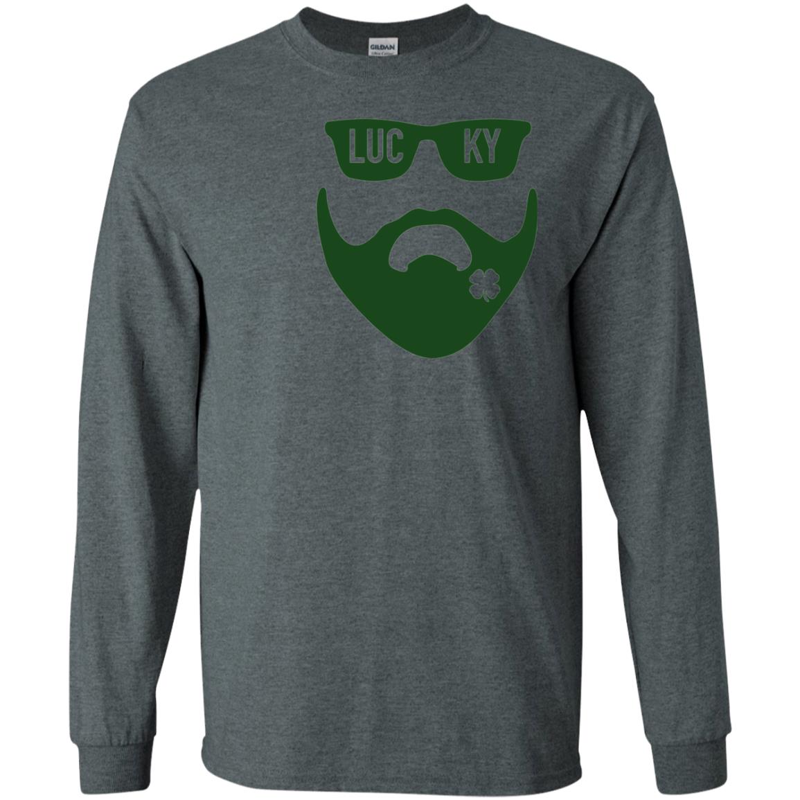 Green Bearded Clover Lucky Charm St. Patrick_s Day T-shirt Dark Heather