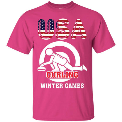Usa Curling Winter Games Curling Lover T-shirt Heliconia