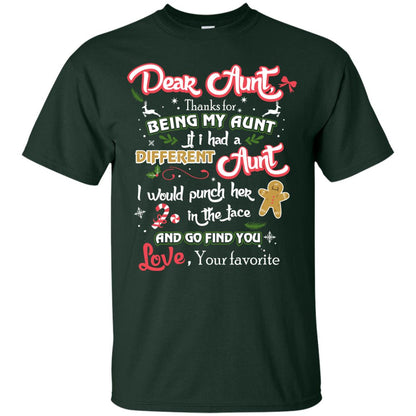 Dear Aunt Thank For Being My Aunt Christmas Holiday T-shirt Forest