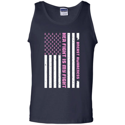 Breast Awareness His Fight Is My Fight Pink Ribbon Stars Flag Of Usa Shirt Navy
