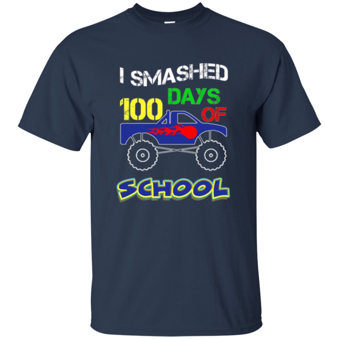Trucker T-shirt I Smashed 100 Day Of School Navy