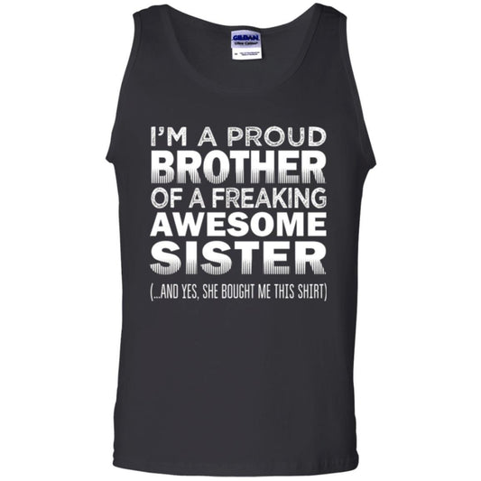 Brother T-shirt Proud Brother Of Freaking Awesome Sister Black
