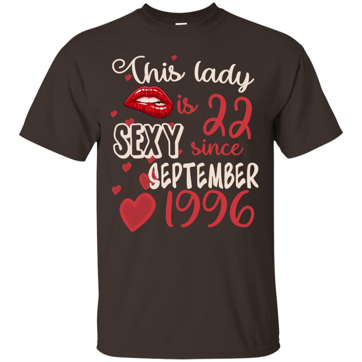 This Lady Is 22 Sexy Since September 1996 22nd Birthday Shirt For September Womens Dark Chocolate