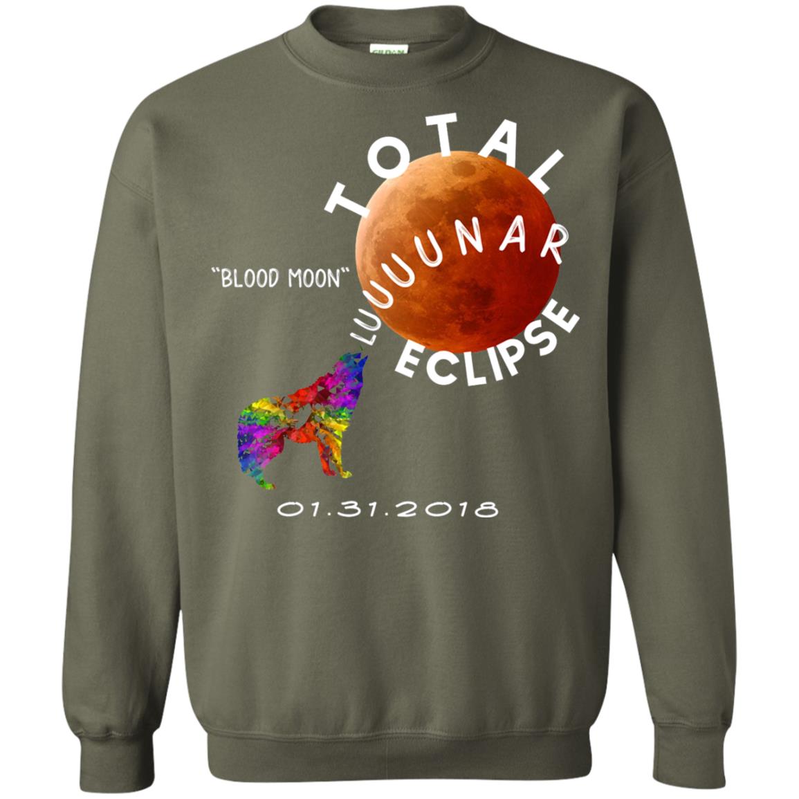 Best Total Lunar Eclipse Shirt 2018 Blood Moon T-shirt Military Green