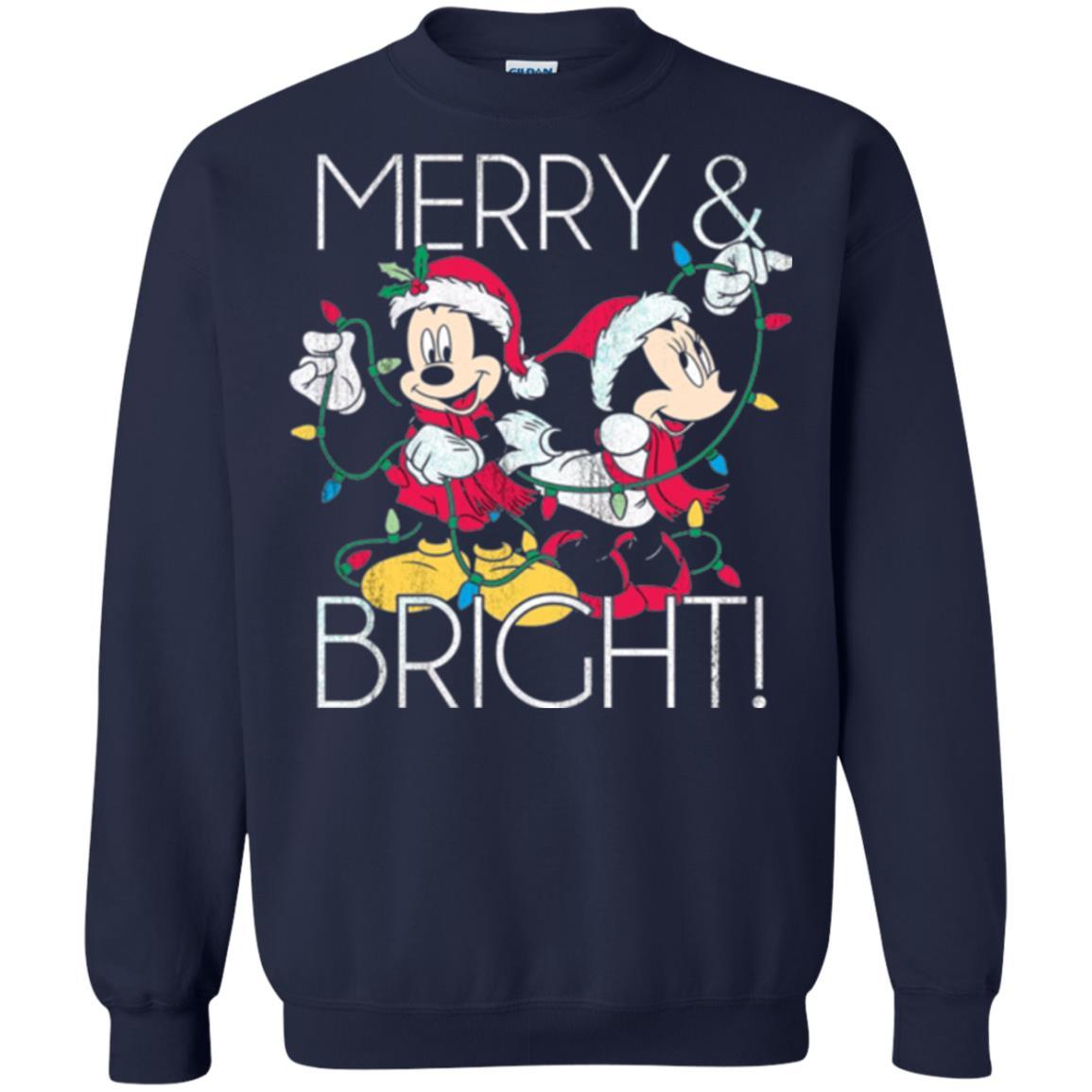 Disney Mickey Mouse T-shirt Merry And Bright Christmas Navy