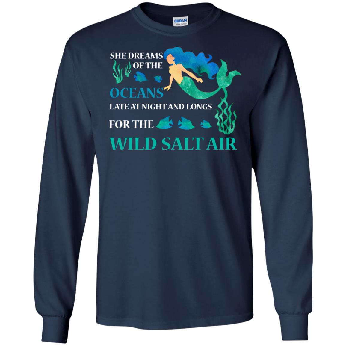 She Dreams Of The Oceans Mermaid T-shirt Navy