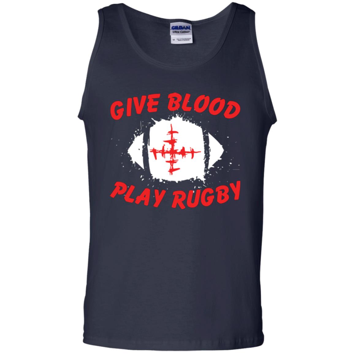 Football Lover T-shirt Give Blood Play Rugby Navy